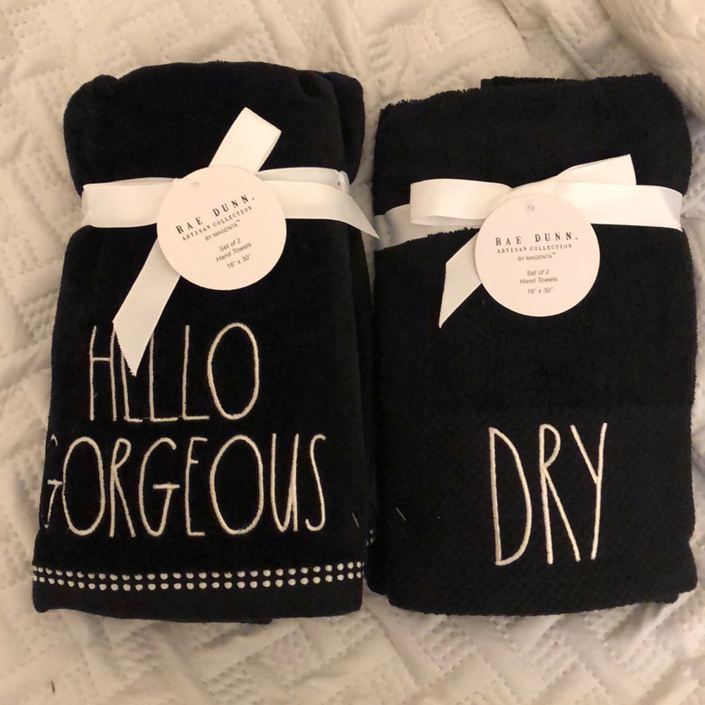 Black Rae Dunn Hand towels